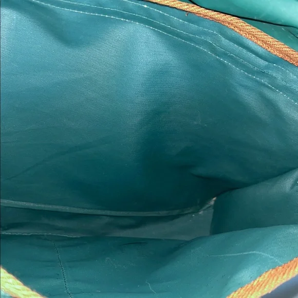 Vintage 90s Ralph Lauren Pony Logo Leather Trim Briefcase Messenger Bag - Picture 6 of 7